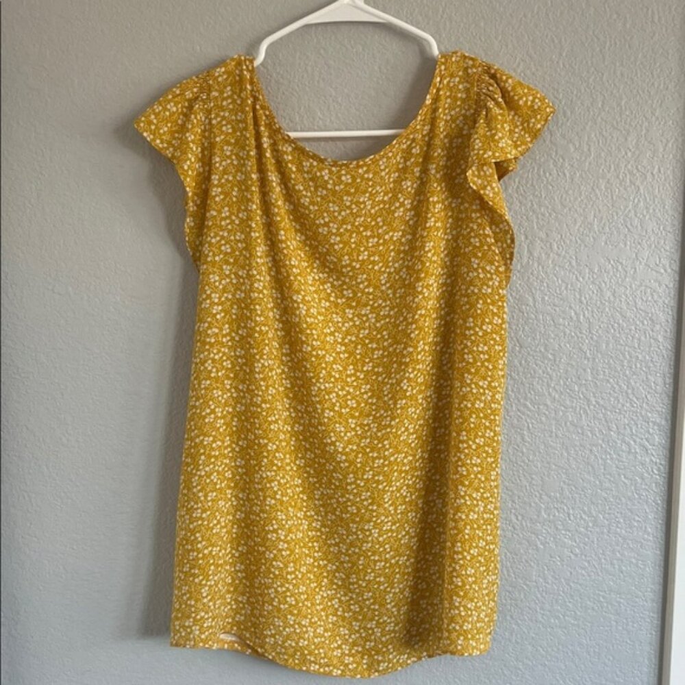 LOFT Mustard and White Floral Top